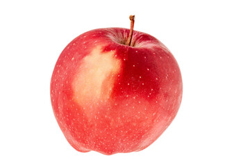 Red apple with yellow peel isolated on white background.
