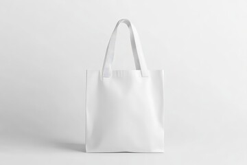 Cotton tote bag mockup with a blank design standing upright on a plain white background.