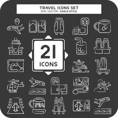 Icon Set Travel. related to Holiday symbol. chalk Style. design editable