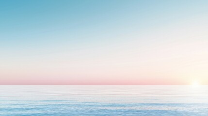 Obraz premium Serene seascape at dawn, featuring calm waters and a pastel sky.