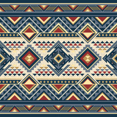 Traditional Native American seamless pattern. Geometric tribal South Western with warming tone color. Vector seamless pattern for wallpaper, background, carpet, wrapping paper.