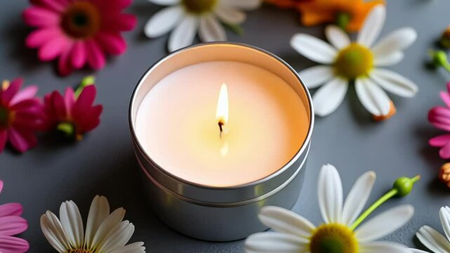 a lit candle with flowers, justice, mourning concept
