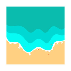 Obraz premium Summer Beach Background with Flat Cartoon Design. Vector Illustration