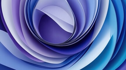 Fototapeta premium Abstract swirling paper art, blue tones, studio backdrop, design element