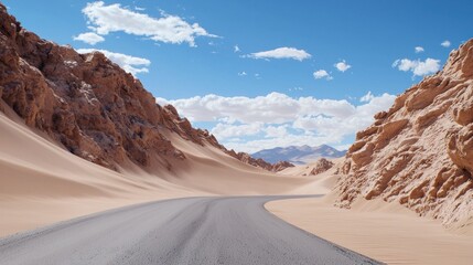 Naklejka premium Desert Road Through Mountains