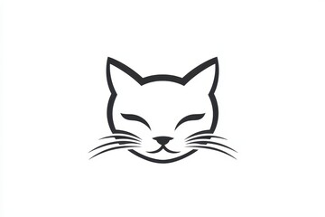 Simple Cat Icon with Pointy Ears and Whiskers