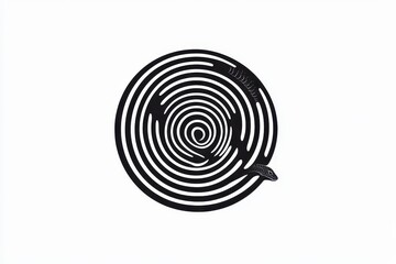 Sleek Black Spiral Pattern Icon on White Background