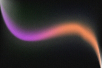 Abstract glowing purple and orange wave on a dark gradient background with soft grainy texture for poster, header, cover, wallpaper, banner, backdrop design