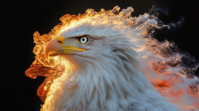 Fiery eagle head portrait.