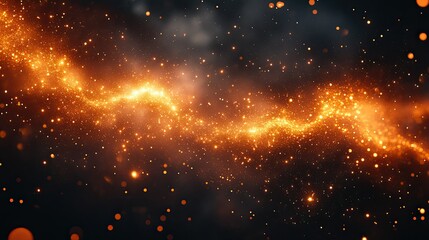 A vibrant cosmic scene depicting a swirling galaxy filled with glowing particles and stars.