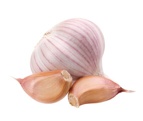 garlic and garlic cloves isolated, transparent PNG, PNG format, cut out
