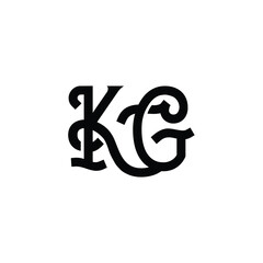 KG monogram logo design letter text name symbol monochrome logotype alphabet character simple logo