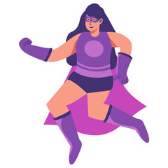 Female Superhero Character in Cartoon Design Concept. Vector Illustration
