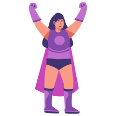 Female Superhero Character in Cartoon Design Concept. Vector Illustration