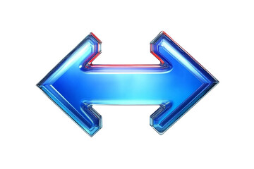 透明感のあるガラス風の質感の立体的な青い両矢印