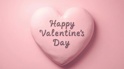 A pink heart-shaped candy, nestled among other pink hearts, symbolizes romantic love for a happy Valentine's Day card design
