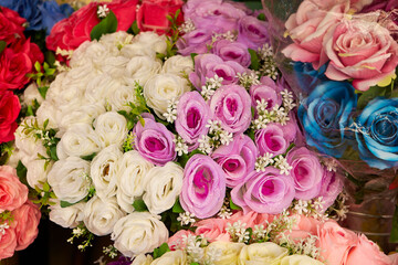 colorful flowers in a market
