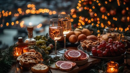 Romantic Christmas Eve Dinner with Sparkling Wine