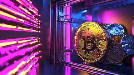 Fototapeta premium A colorful image of a gold coin with the letter B on it