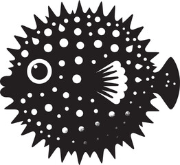 Puffer Fish Silhouette isolated on white background Minimalist blowfish vector shape