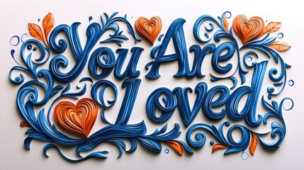 ?You Are Loved? text art with curled paper decorations