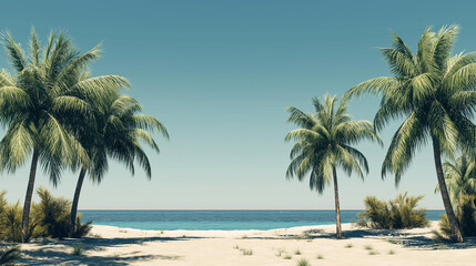 Obraz premium Tropical Sandy Beach with Soft Blue Ocean Waves and Clear Water 