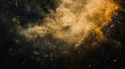 Cosmic Dust and Golden Nebula: A Celestial Tapestry