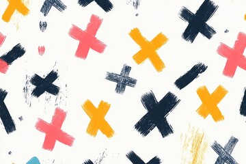 Obraz premium Hand-drawn tick and cross marks with a playful, casual aesthetic, great for creative projects.