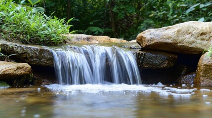 Serene Waterfall in Lush Forest