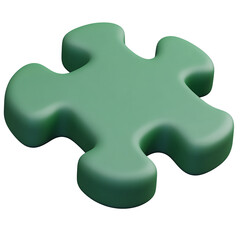 Abstract Green Puzzle Piece: Smooth, 3D Design.  Solving challenges, unity, and connection.