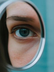 Introspective Gaze Contemplative Blue Eye Through Circular Aperture