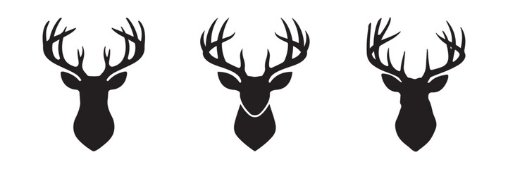 Deer Head Vector Silhouette, Deer Head Vector Illustration, Deer Head Bundle.