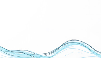 Fototapeta premium Hand-Drawn Sketch with Deep Blue and Teal Gradient Waves