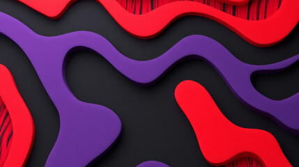 Abstract red and purple shapes on black background