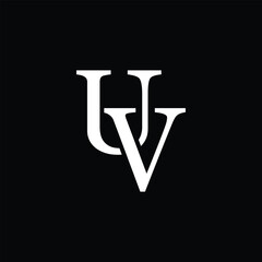 UV letter logo concept isolated on white background. VU Logo
