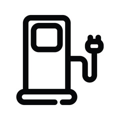 Electric vehicle charging station color line icon. Isolated vector element. Outline pictogram for web page, mobile app, promo