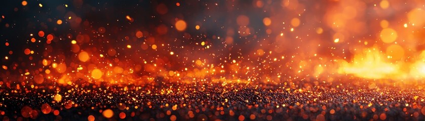 Blaze spark strength concept. Glowing embers and sparks create a warm, dynamic atmosphere against a dark background.