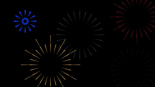 abstract shining glowing fireworks show. colorful fireworks glow in the night, Fireworks in the alpha background 