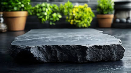 Black Stone Platform Mockup - Realistic Image