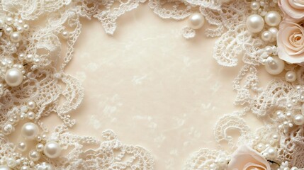 a picture of a wedding cake with pearls and roses
