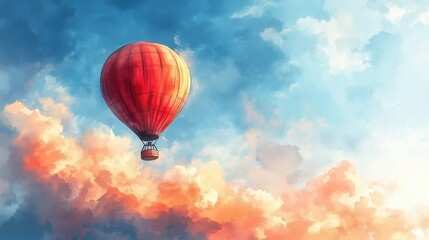 Fototapeta premium Hot Air Balloon in Pastel Sky at Sunrise