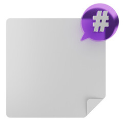 3d chat hashtag note paper text box