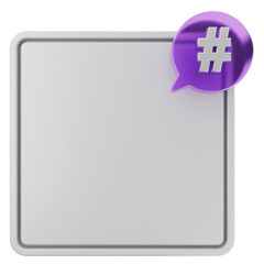 3d chat hashtag note paper text box