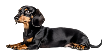Dashing Dachshund isolated on a transparent background