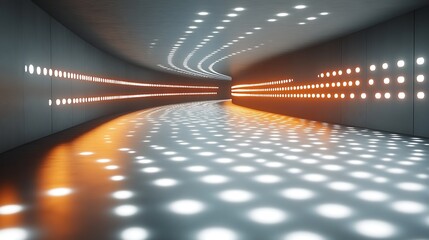 Illuminated Curved Tunnel Modern Architecture Design