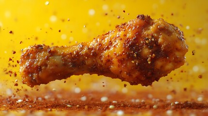 Seasoned Roasted Chicken Leg In Mid Air