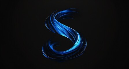 Abstract Blue Swirl on Black Background: A Digital Art Piece