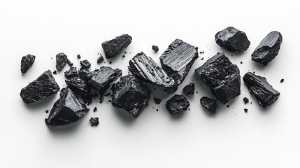 Exploring the unique properties of charcoal fragments studio setting still life