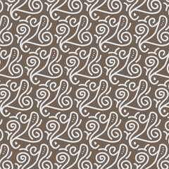 Seamless Vector Pattern with Ornamental Swirls and Curl Design Elements