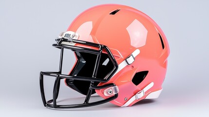 Fototapeta premium Bright Pink American Football Helmet on Gray Background